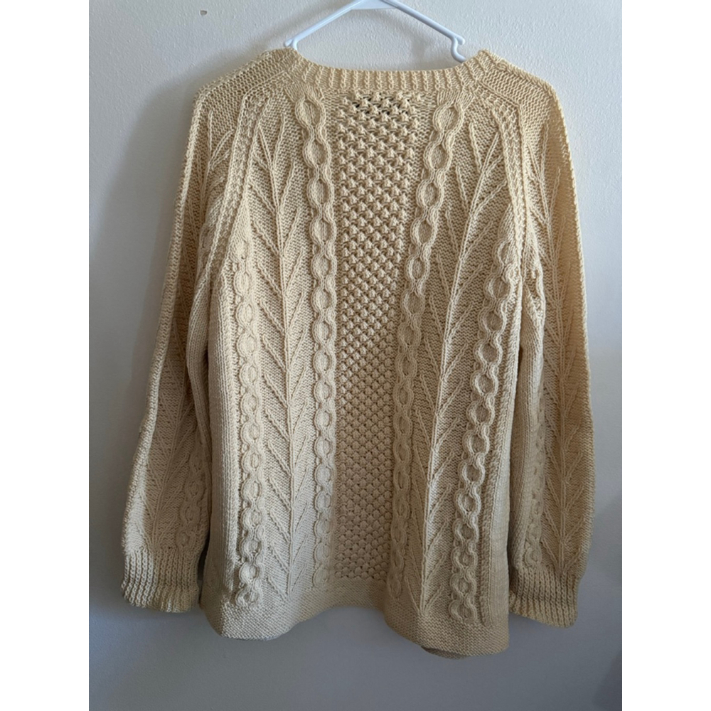 Men’s Vintage Standun Cream Cable Knit Cardigan L with Brown Buttons - Picture 3 of 3